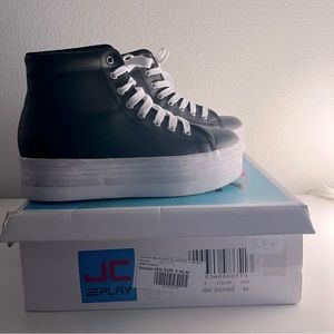 LIKE NEW JC Play by Jeffrey Campbell vegan leather burnished platform sneakers!